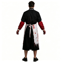 Herren Blutiger Metzger-Kostüm Halloween Horror-Party-Outfit Blutiger Handabdruck Zerlumpte Schürze Cosplay-Anzug