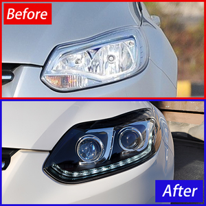 Fari Anteriori per <span class=keywords><strong>Ford</strong></span> Focus 2012-2014, Gruppo Fari LED Auto, Aggiornamento con Indicatori di Direzione Lampeggianti, 2 Lenti Proiettore, Accessori - Product Image 3