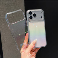 Coque personnalisable effet dégradé irisé, très vendue, pour iPhone 18 17 Pro Max, en PC rigide transparent, protection intégrale antichoc