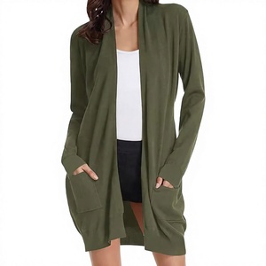 <span class=keywords><strong>Cardigan</strong></span> in maglia da donna personalizzato con etichetta privata, nuovo modello autunnale, casual, tinta unita, in spandex, foderato in lana, a maniche lunghe, di media lunghezza, <span class=keywords><strong>taglie</strong></span> <span class=keywords><strong>forti</strong></span> - Product Image 1