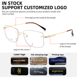 Étui à lunettes carré sans monture unisexe, marque de mode, alliage, transparent, lunettes optiques sur ordonnance <span class=keywords><strong>avec</strong></span> livraison rapide - Product Image 2