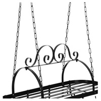 Support de Rangement Mural en Métal Noir pour Ustensiles de Cuisine, Crochets de Suspension pour Casseroles et Poêles, Étagère Organisateur pour Plafond