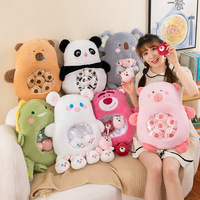 Peluche Ours Animal Mignon Célèbre sur Internet, Grande Taille, en Polyester Ultra Doux, avec Sac en Maille, Cadeau d'Anniversaire Idéal pour Filles
