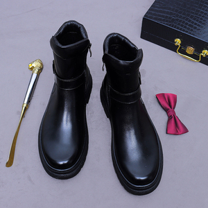 Stivali Chelsea da Uomo in Vera Pelle, Stile Retrò con Suola Spessa, Caldi, Punta Rotonda, Versatili e di Tendenza - Product Image 4