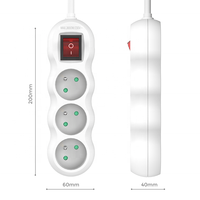 Haute qualité EU Multi Plug Extension Power Socket Extension 3 Way Power Strip Extension Socket 3m Board White Strip