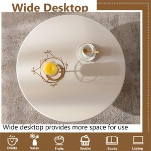 Ajunion kem phong cách Bàn cà phê phòng khách đồ nội thất cuối bảng tròn bằng gỗ trắng Bàn cà phê với Chunky trọng lượng-mang chân - Product Image 2