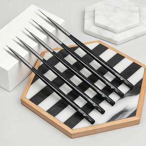 Ensemble de pinceaux professionnels de haute qualité pour nail art noir, personnalisés, pinceaux liner pour nail art, 5 pièces, 7/9/11/15/20 mm - Product Image 6