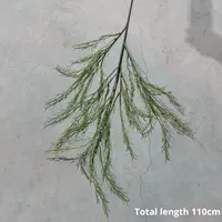 Penjualan terlaris 5-Prong 34-Slot Asparagus Fern bunga buatan gaya hutan pernikahan karangan bunga hijau grosir tanaman