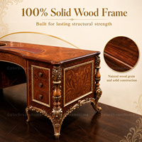 Ensemble de meubles de bureau antiques français de luxe, bureau en bois sculpté, bibliothèque pour villa, bureau à domicile, personnalisable