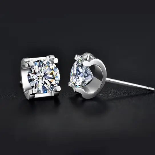 Wollet Bông Tai Dạng Hạt Moissanite Bạc Sterling S925 Cắt Tròn Đá Quý Tinh Thể Chữ D Màu Chữ D Mũi Tên Trái Tim Trang Sức Cho Nữ