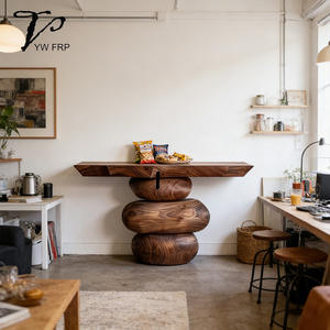 Table de couloir d'entrée en <span class=keywords><strong>bois</strong></span> massif, style rétro moderne, vent silencieux, convertible, meubles de maison, finition noire carbonisée pour le luxe - Product Image 4