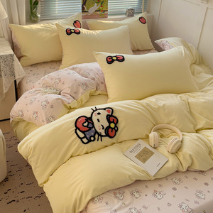 Bộ ga giường phong cách công chúa phong cách Ins Bộ Ga trải giường lãng mạn Ga Trải Giường lãng mạn Ga Trải Giường với vỏ gối 4 cái - Product Image 6