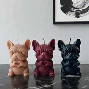 Linda vela perfumada con forma de corazón y animales, figura de rana, tortuga, bulldog, adorno de escritorio para decoración del hogar, regalo navideño - Product Image 3