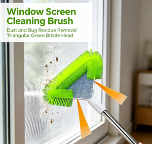 Window Screen Cleaning Tool Stainless Steel Handle & PP Brush No-Dismantle Wash Deep Cleaning High-Rise <b>Gap</b> Brushing Equipment - Product Image 2