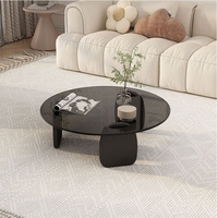 Table basse moderne et minimaliste de luxe léger pour salon, usage domestique, petits appartements, avec plateau en verre trempé et pieds en bois massif