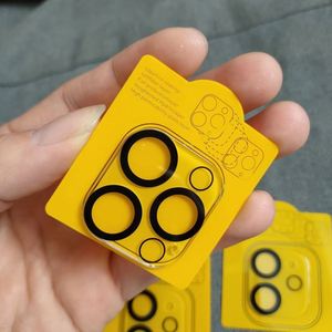 Protecteur d'objectif en verre trempé imprimé en sérigraphie 3D avec base jaune, coque arrière rigide pour caméra pour iPhone 14 Pro / iPhone 15 - Product Image 5
