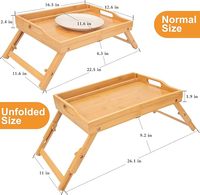 Table de service multifonction pliable en bois, plateau de lit, table surélevée pour repas sur les genoux, pour chambre, salle de bain, pique-nique, vaisselle