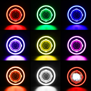 Phare LED multicolore de 7 pouces <span class=keywords><strong>ou</strong></span> HID, œil d'<span class=keywords><strong>ange</strong></span>, Halo de <span class=keywords><strong>démon</strong></span>, phare rond étoilé de 7 pouces pour Jeep Wrangler Land Rover Hummer - Product Image 4