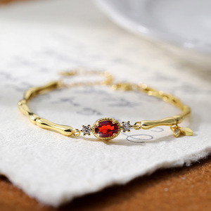 9 Pulseras Ajustables de Plata 925 con Baño de Oro, con Piedra Natural Ovalada de 5*7mm, Joyería Fina para Mujer, Regalo para Fiesta - Product Image 5