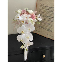 LANJO Bouquet de fleurs artificielles réalistes en tissu, style goutte d'eau, pour mariage, Noël, mariée, étanche, fait main, pour photographie