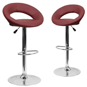 PU Leather Yellow pvc Bar Stools iron metal part high chair morden in china