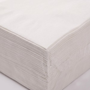 Serviette de table jetable en papier gaufré, vierge, blanche, absorbante, 2 plis, 15 g/m², 25x25 cm, personnalisable avec logo, en sachet - Product Image 2