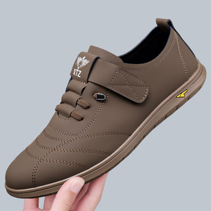 Mocasines Casuales de Cuero para Hombre Xtz, Suela Suave, Tacón Plano con Velcro, Zapatos de Ocio - Product Image 3