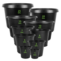 Pots de gallon en plastique robustes en gros noir 1 2 3 5 7 10 15 20 25 gallons moulage par injection pots en plastique de pépinière jardinières