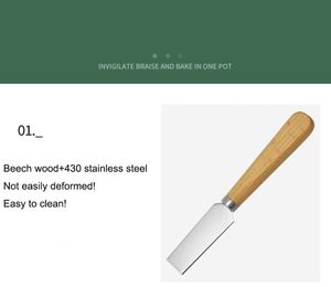 Ensemble de 3 couteaux en acier inoxydable avec manche en bois, outils de découpe de pizza, ustensiles de cuisine pour plateau de fromages et préparation alimentaire - Product Image 3