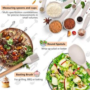 Juego de utensilios de cocina de silicona de 33 piezas personalizados con mango de madera, espátula mezcladora antiadherente - Product Image 6