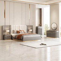 Ensemble de chambre à coucher de luxe contemporain avec lit king size, cadre en bois, pour chambre principale, mobilier de chambre moderne complet