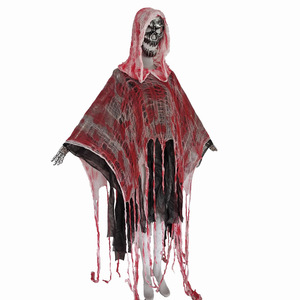 Costume da Mietitore Vampiro in Velluto a Tutta Lunghezza, Abito di Halloween con Cappuccio Unisex per Adulti, Cappello Insanguinato per Cosplay Fantasy Assoluto - Product Image 5