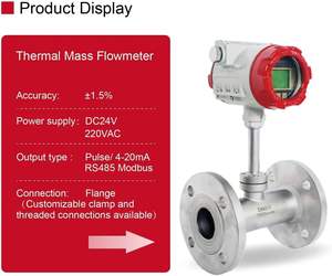 Medidor De Fluxo De Massa Térmica para A Medição De Microflow O Nitrogênio 4-20Ma/RS485 Do Oxigênio Do Gás Natural Do Ar Comprimido Saída Dn32 1 - Product Image 4