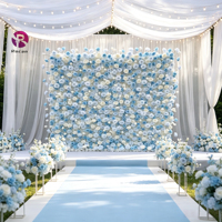Panneau mural de fleurs artificielles 3D/5D personnalisé violet de 2,4 m x 2,4 m, enroulable, pour toile de fond de mariage avec arrangement floral – Vente chaude