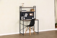 Bureau d'ordinateur avec huche et panneau perforé, table d'écriture de rangement DIY avec étagères à 2 niveaux, table d'étude industrielle avec cadre en X