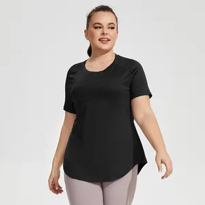 Roupas de yoga de tamanho grande, seção longa, cobertura quadril e emagrecimento, malha, linda, respirável, fitness, top