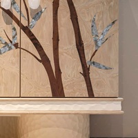 Vente directe usine : Buffet design artistique en bambou, motif floral, style peinture médiévale française, personnalisable