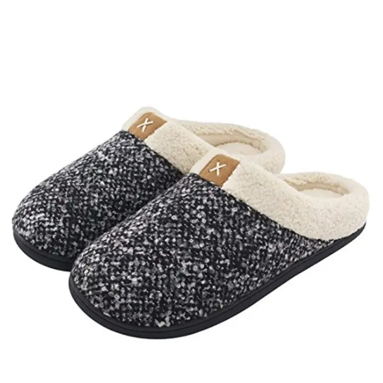 Cozy Memory Foam Fuzzy Wool Like Plush Fleece Lined House Shoes Indoor Outdoor Winter Slippers for Women