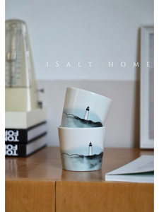 Tasse à <span class=keywords><strong>café</strong></span> en céramique vintage peinte à la main, personnalisée, créative, en forme de <span class=keywords><strong>phare</strong></span>, avec motif bouche de cochon, 220 ml, pour lait et eau - Product Image 2