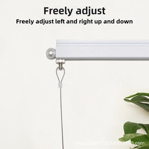 Rail <span class=keywords><strong>de</strong></span> suspension moderne réglable et mobile en aluminium, étanche et durable, pour cadres et quincaillerie <span class=keywords><strong>de</strong></span> <span class=keywords><strong>meubles</strong></span>, avec crochets à corde, montage facile - Product Image 4