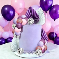 29-teiliges Set mit Plastik-Discokugeln in Silber und Lila-Rosa Papierfächer für Backen & Tortendekoration, Bunte Party-Deko-Artikel