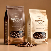 Sacs d'emballage pour café personnalisés à fond plat avec valve de dégazage unidirectionnelle et fermeture éclair refermable 250g 500g