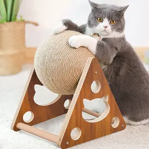 Rascador de madera para gatos que mantiene a los gatos en el interior, juguete con base en la columna