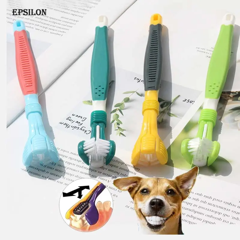 Brosse à dents 3D en mousseline de soie, appareil personnalisé et efficace, pour le nettoyage des dents des animaux de compagnie, tous les côtés, double face, pour chiens et chats