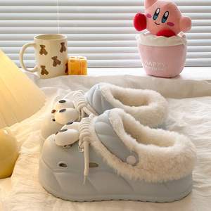 Evergreen Open Toe Half-<b>Slipper</b> for Women's Autumn/Winter <b>Thick</b>-<b>Soled</b> Double-Layer Wool Cotton Anti-Slippery <b>Slippers</b> - Product Image 5