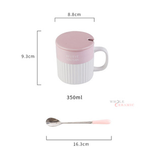 350ml <span class=keywords><strong>un</strong></span> grado en relieve de Color sólido de doble acristalamiento de taza de <span class=keywords><strong>café</strong></span> de cerámica con tapa y cuchara logotipo perso - Product Image 6