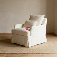 Fauteuil individuel Yicheng Designer en coton et lin beige, housse amovible et lavable, canapé de loisirs pour chambre d'hôtes et hôtel