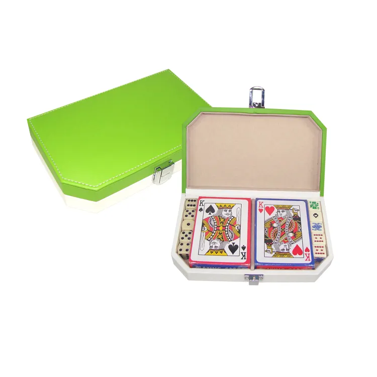 Boîte en cuir PVC personnalisée OEM avec jeu de cartes à jouer, carte de poker avec boîte