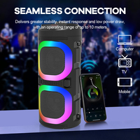 Haut-parleur portable d'extérieur USB/TF/FM/AUX/5.0/TWS avec microphone intégré, lumière LED RGB clignotante et deux haut-parleurs de 4 pouces