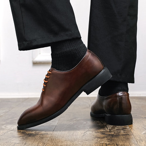 Chaussures en cuir décontractées pour hommes grande taille style 2026 – Chaussures à lacets simples et tendance de style coréen pour affaires et occasions formelles - Product Image 2